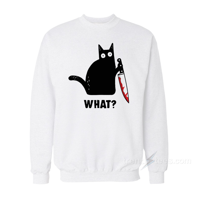 Black Cat With Knife Sweatshirt For Sale Trendstees Com   Black Cat With Knife1 1 