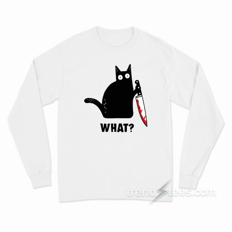 Black Cat With Knife Long Sleeve Shirt Trendstees Com   Black Cat With Knife1 3 768x768 